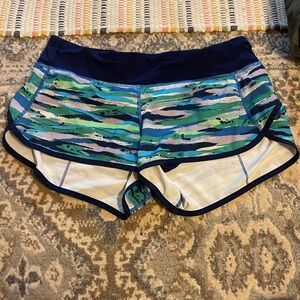 Lululemon Athletica Blue and Green Patterned Athletic Shorts